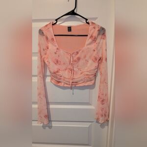 Floral Pink Long Sleeve Women's Top